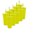 Kit de 10 Vasos SUN 24 OZ tapa plana y popote