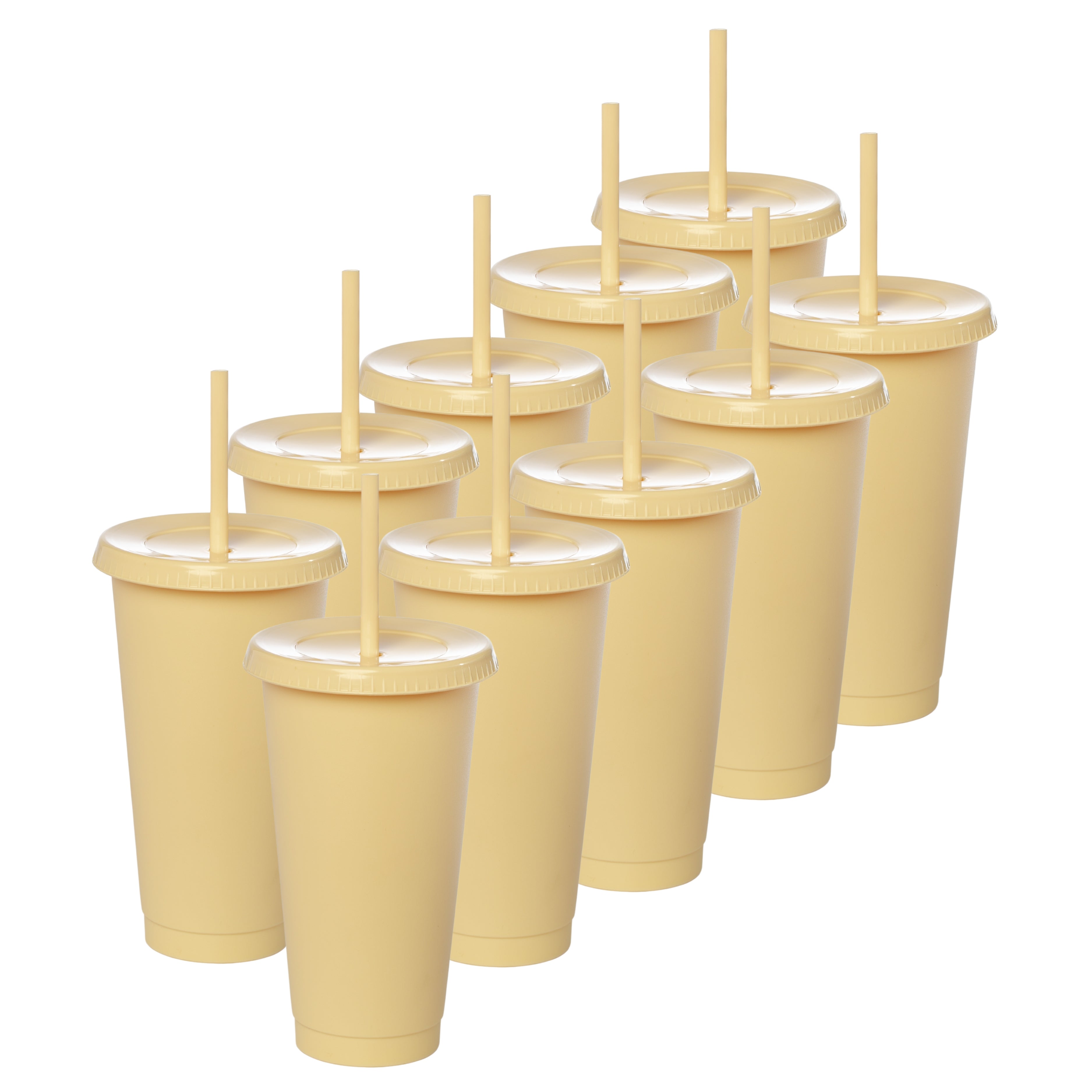 Kit de 10 Vasos SUN 24 OZ tapa plana y popote