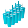 Kit de 10 Vasos SUN 24 OZ tapa plana y popote