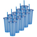 Kit de 10 Vasos SUN 24 OZ tapa plana y popote