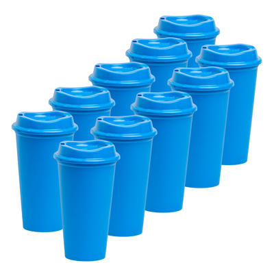Kit de 10 Vasos STAR 16 OZ con tapa cafetera · Azul Neón