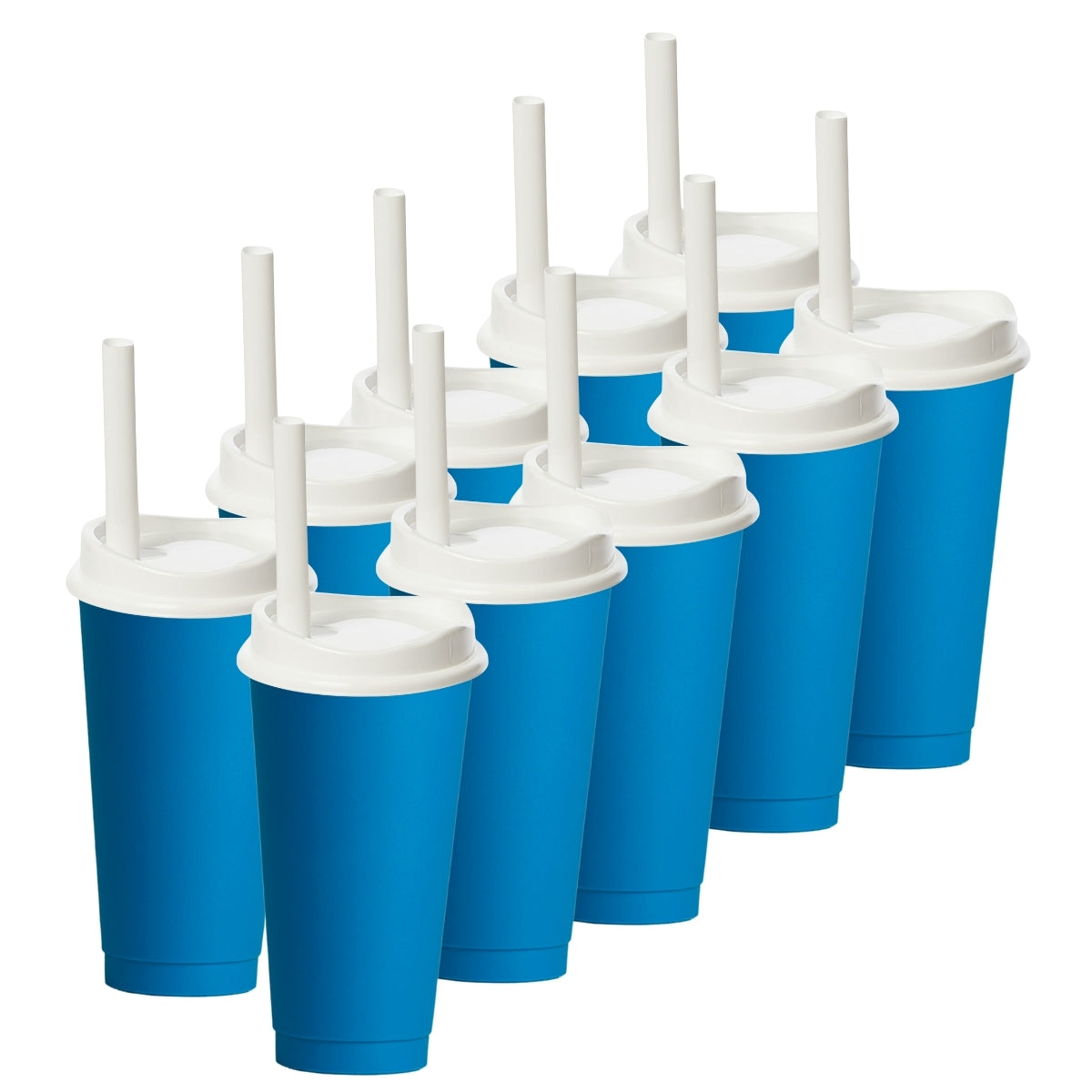 Kit de 10 Vasos MOON 24 OZ tapa y popote ancho