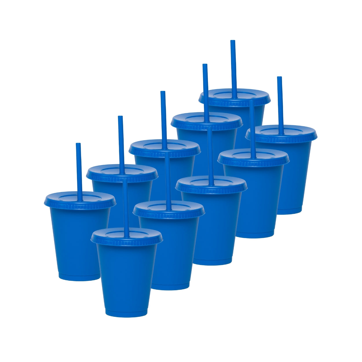 Kit de 10 Vasos SUN 16 OZ tapa plana y popote