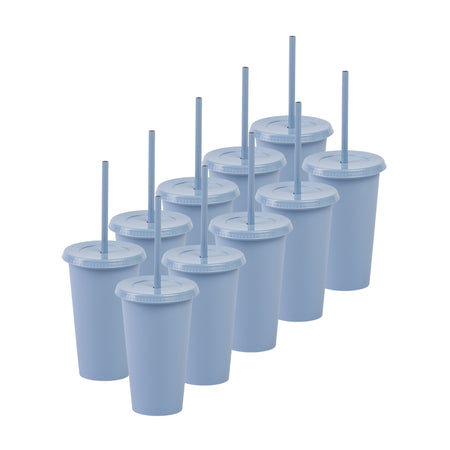 Kit de 10 Vasos SUN SLIM 16 OZ tapa plana y popote