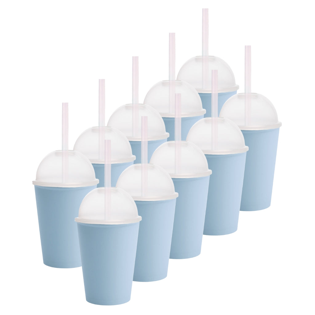 Kit de 10 Vasos SATURN 12 OZ tapa domo y popote