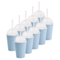 Kit de 10 Vasos SATURN 12 OZ tapa domo y popote