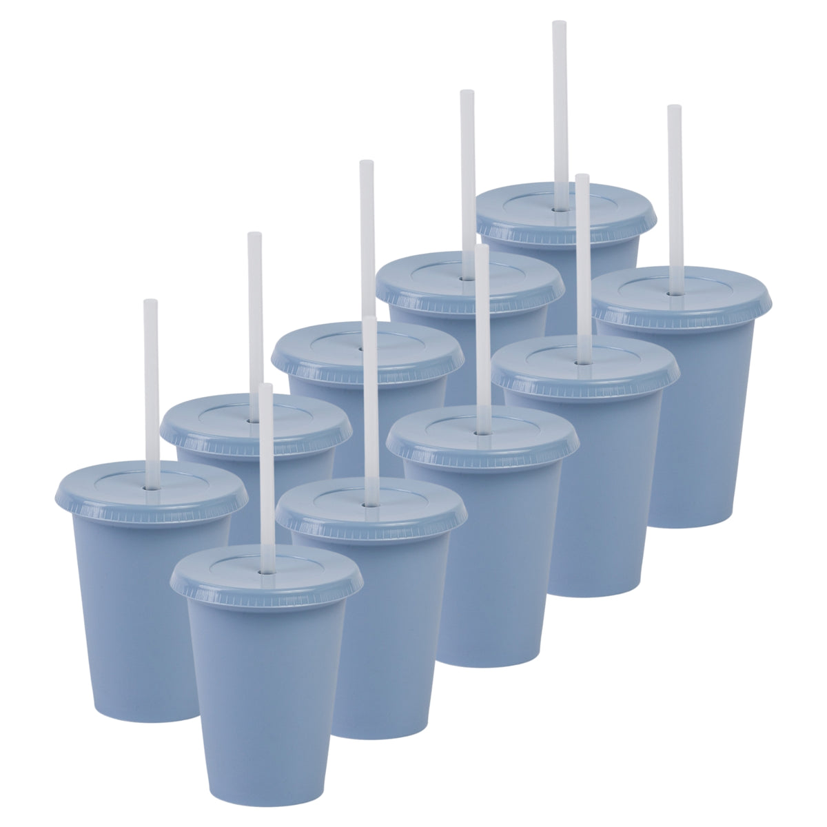Kit de 10 Vasos SUN SLIM 12 OZ tapa plana y popote