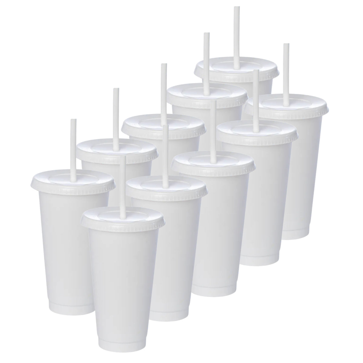 Kit de 10 Vasos SUN 24 OZ tapa plana y popote