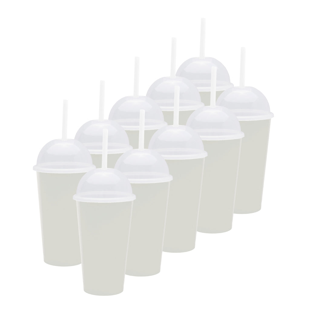 Kit de 10 Vasos SATURN 16 OZ tapa domo y popote