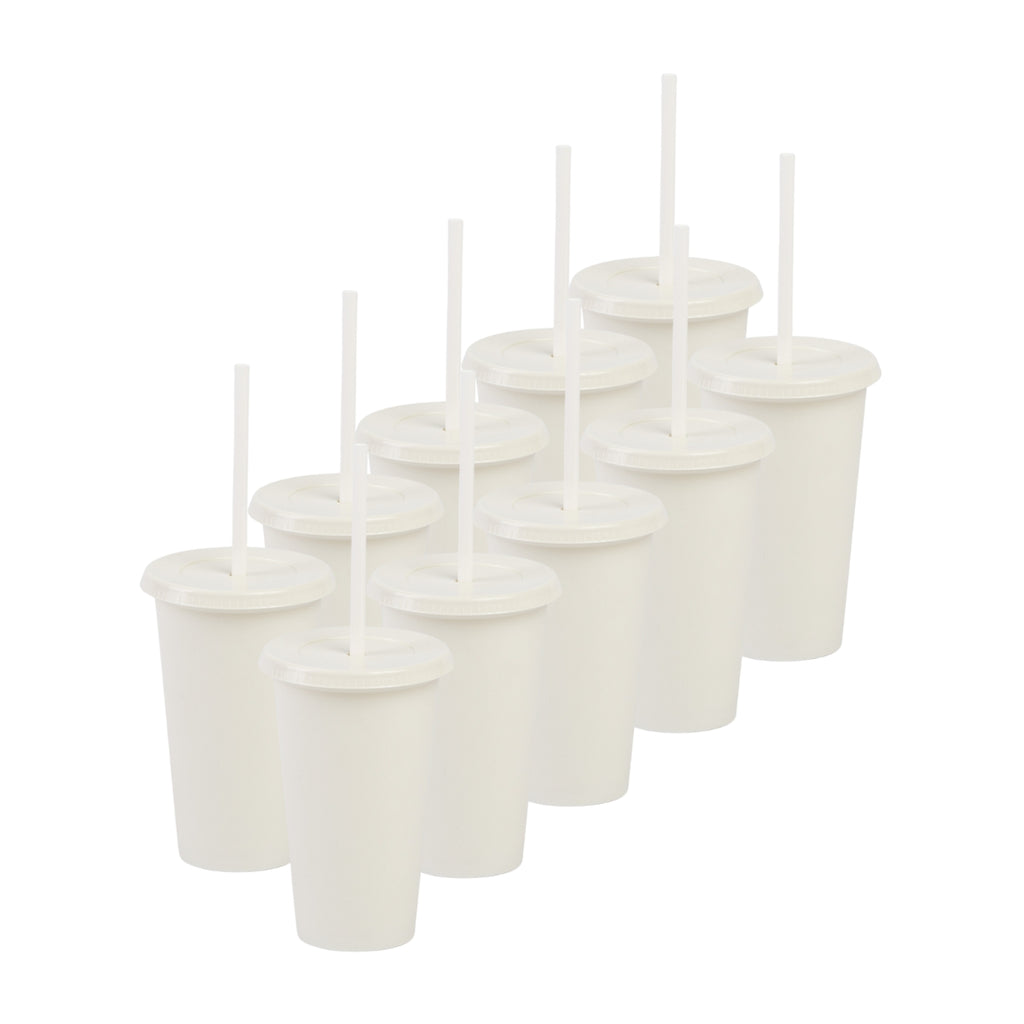 Kit de 10 Vasos SUN SLIM 16 OZ tapa plana y popote