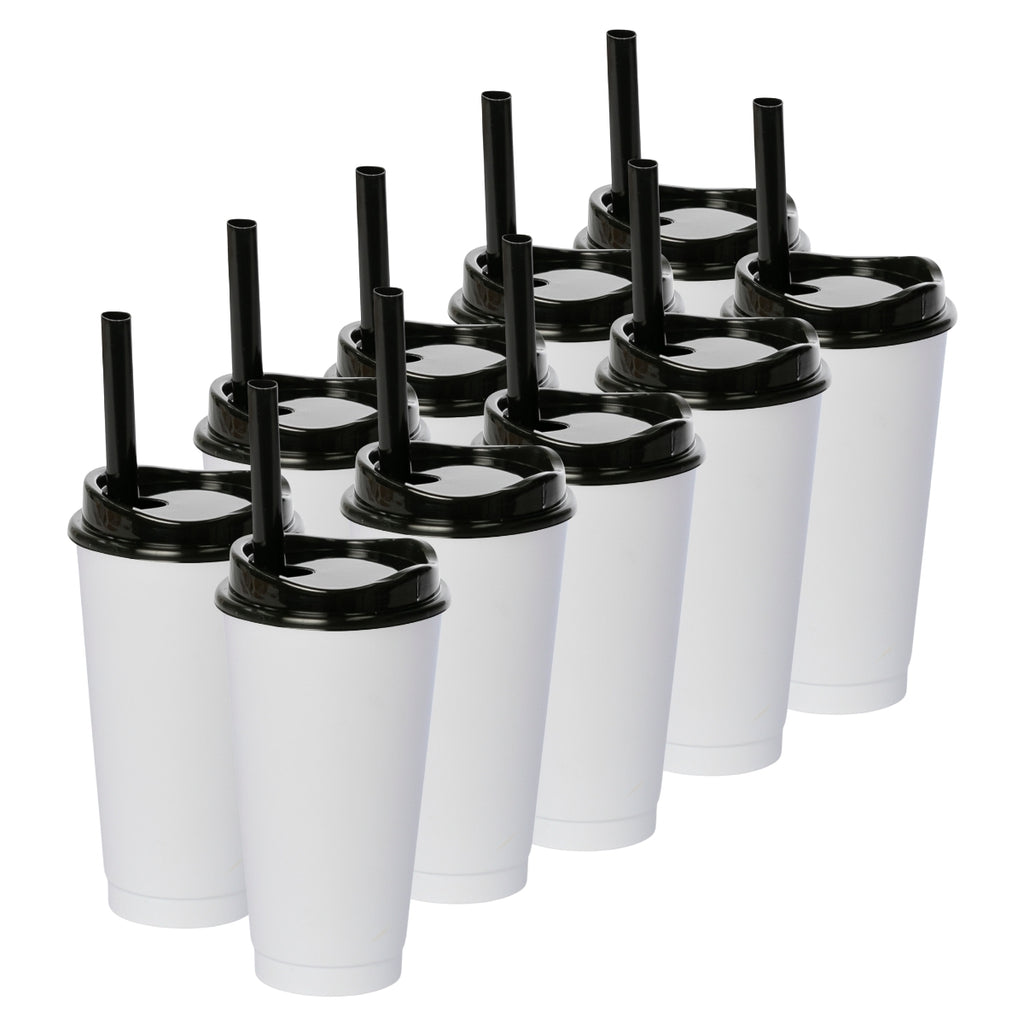 Kit de 10 Vasos MOON 24 OZ tapa y popote ancho