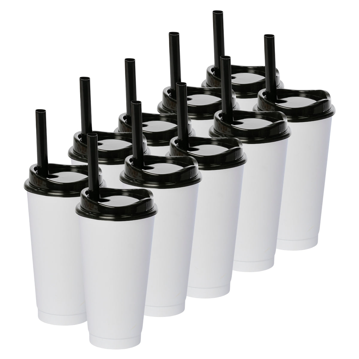 Kit de 10 Vasos MOON 24 OZ tapa y popote ancho