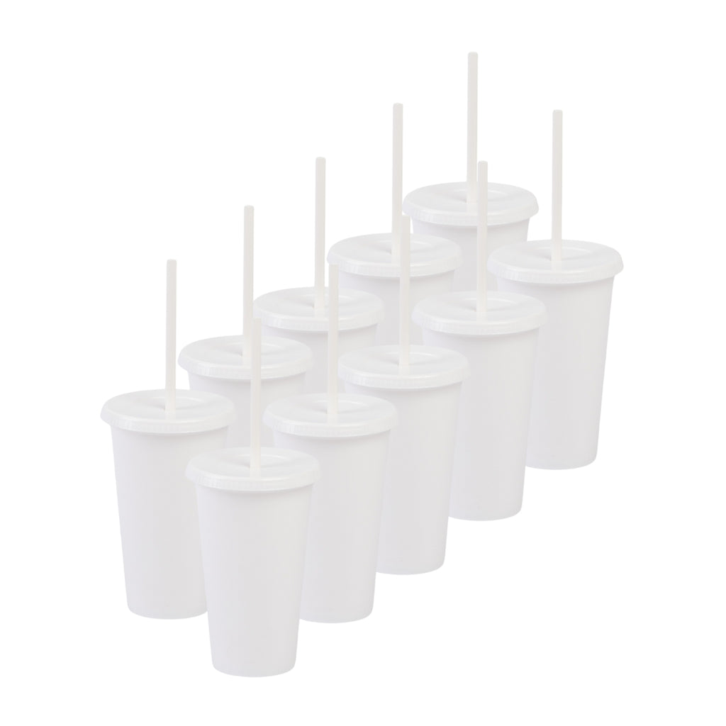 Kit de 10 Vasos SUN SLIM 16 OZ tapa plana y popote