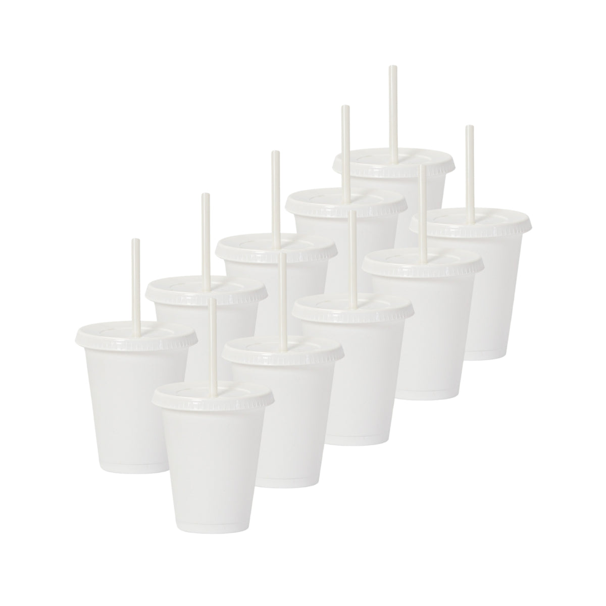 Kit de 10 Vasos SUN 16 OZ tapa plana y popote