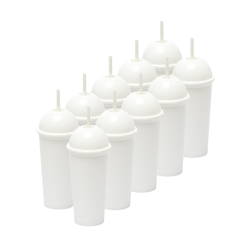 Kit de 10 Vasos SATURN 20 OZ tapa domo y popote