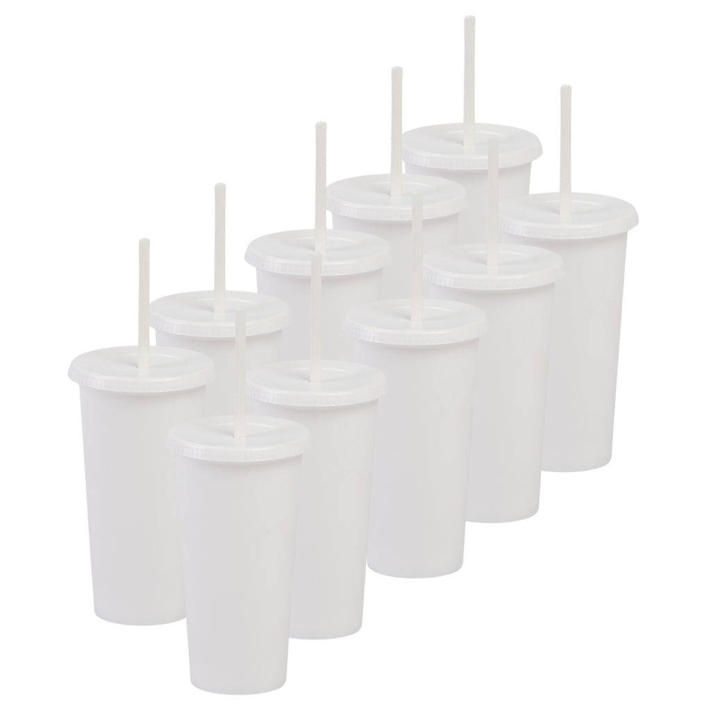 Kit de 10 Vasos SUN SLIM 20 OZ tapa plana y popote