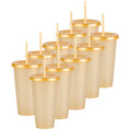 Kit de 10 Vasos SUN 24 OZ tapa plana y popote