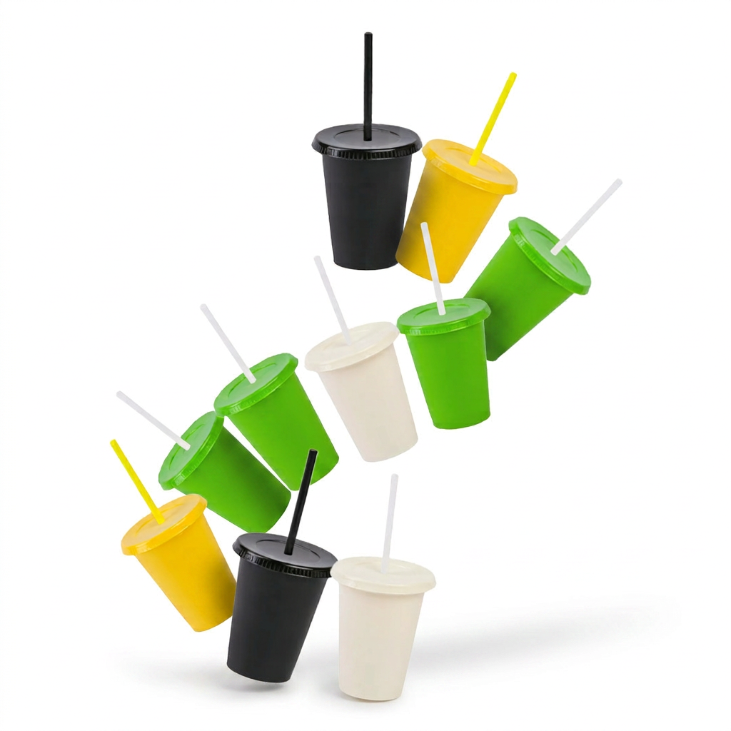 Kit Vasos Fiesta Dinosaurios SUN SLIM 12oz 10 Piezas con Tapa y Popote