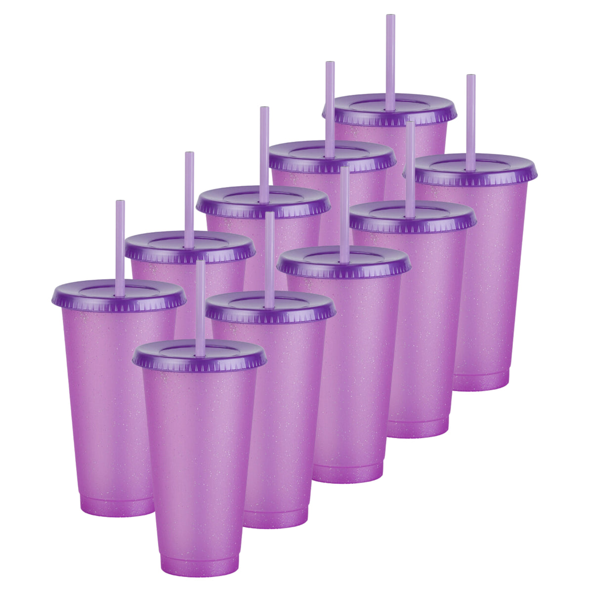 Kit de 10 Vasos SUN 24 OZ tapa plana y popote
