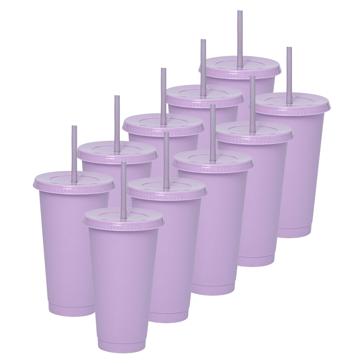 Kit de 10 Vasos SUN 24 OZ tapa plana y popote