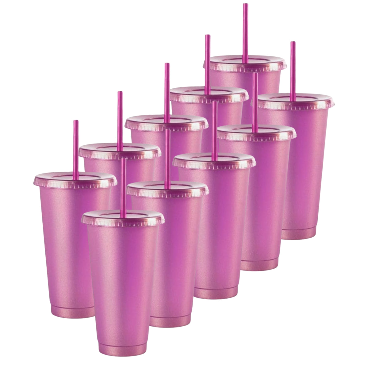 Kit de 10 Vasos SUN 24 OZ tapa plana y popote