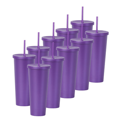Kit de 10 Vasos ROCKET 34 OZ tapa giratoria y popote · Morado