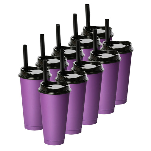 Kit de 10 Vasos MOON 24 OZ tapa y popote ancho