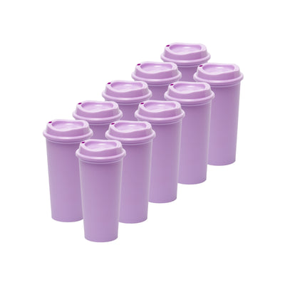 Kit de 10 Vasos STAR 20 OZ con tapa cafetera · Morado Pastel