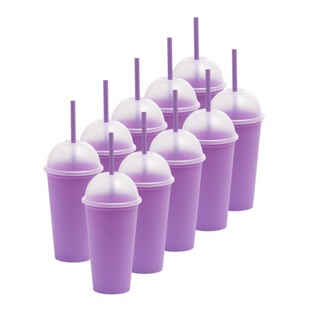 Kit de 10 Vasos SATURN 16 OZ tapa domo y popote