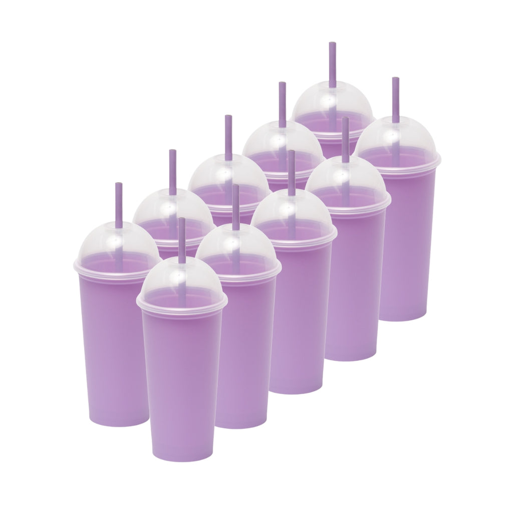 Kit de 10 Vasos SATURN 20 OZ tapa domo y popote