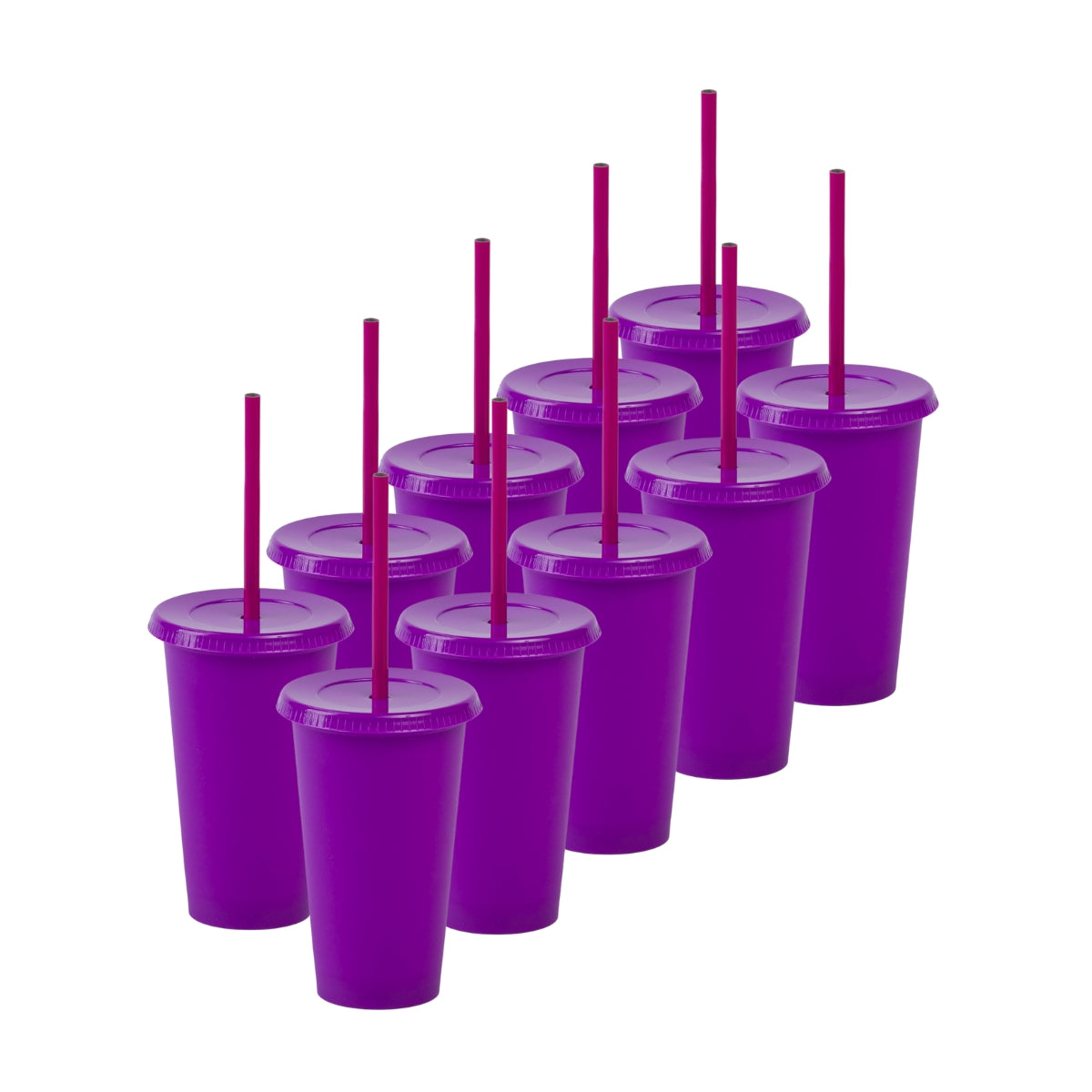 Kit de 10 Vasos SUN SLIM 16 OZ tapa plana y popote