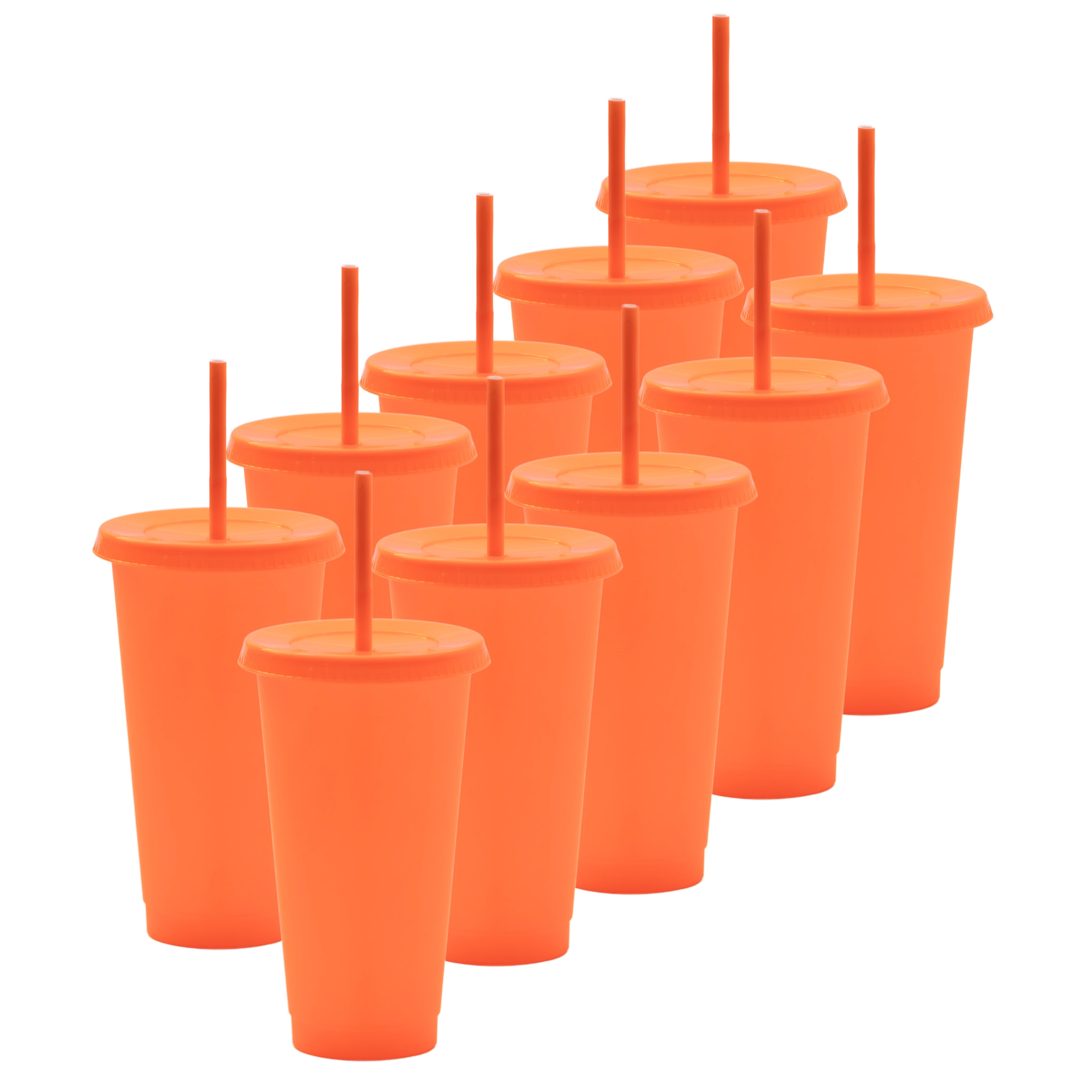 Kit de 10 Vasos SUN 24 OZ tapa plana y popote
