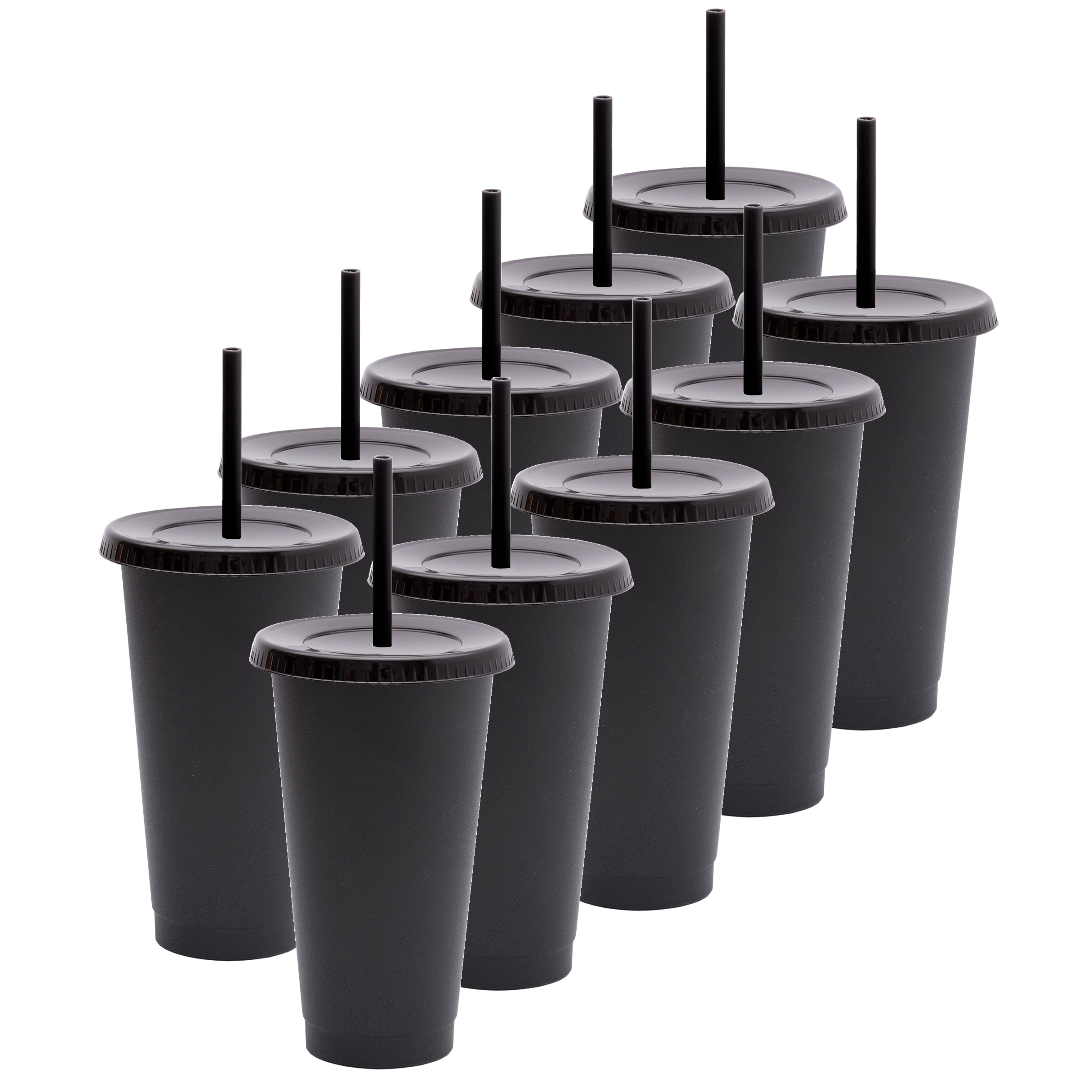 Kit de 10 Vasos SUN 24 OZ tapa plana y popote