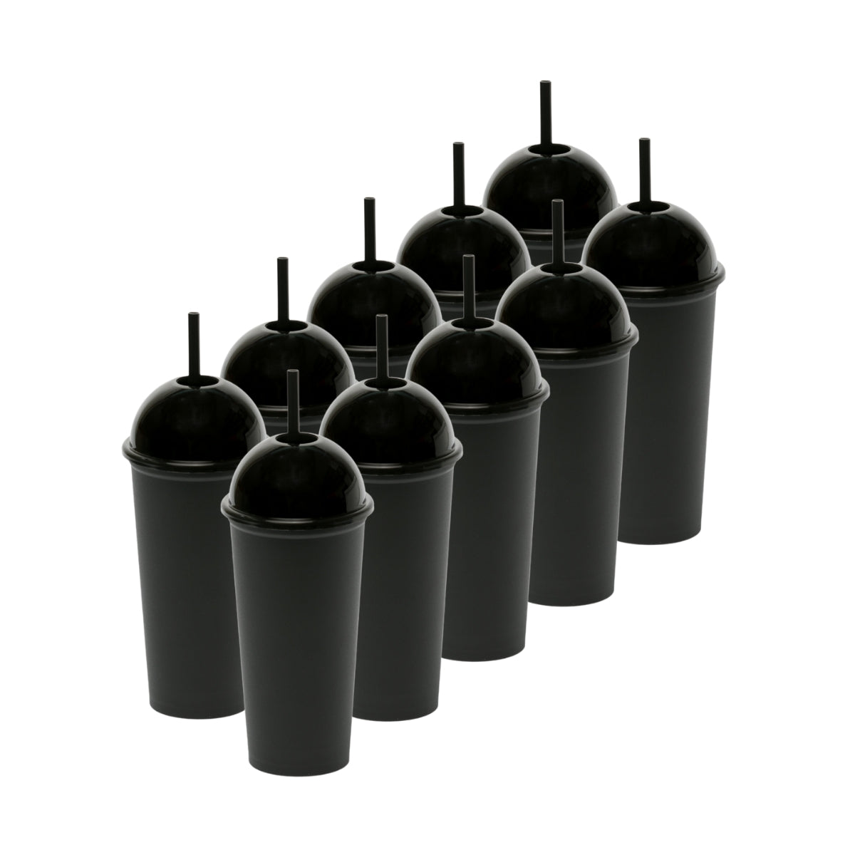 Kit de 10 Vasos SATURN 20 OZ tapa domo y popote