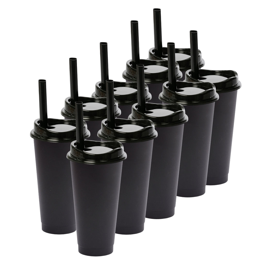 Kit de 10 Vasos MOON 24 OZ tapa y popote ancho