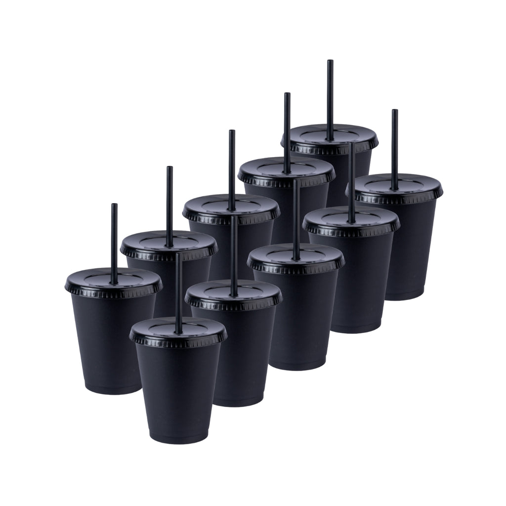 ¡Compra Rápida!  Kit de 10 Vasos SUN 16 OZ tapa plana y popote