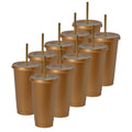 Kit de 10 Vasos SUN 24 OZ tapa plana y popote