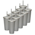 Kit de 10 Vasos SUN 24 OZ tapa plana y popote