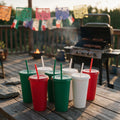 Kit Patrio SUN 24oz 9 Vasos Reutilizables Tricolor con Tapa y Popote
