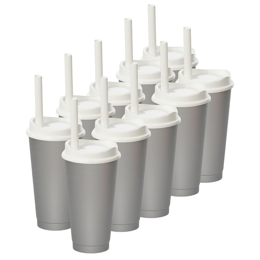 Kit de 10 Vasos MOON 24 OZ tapa y popote ancho
