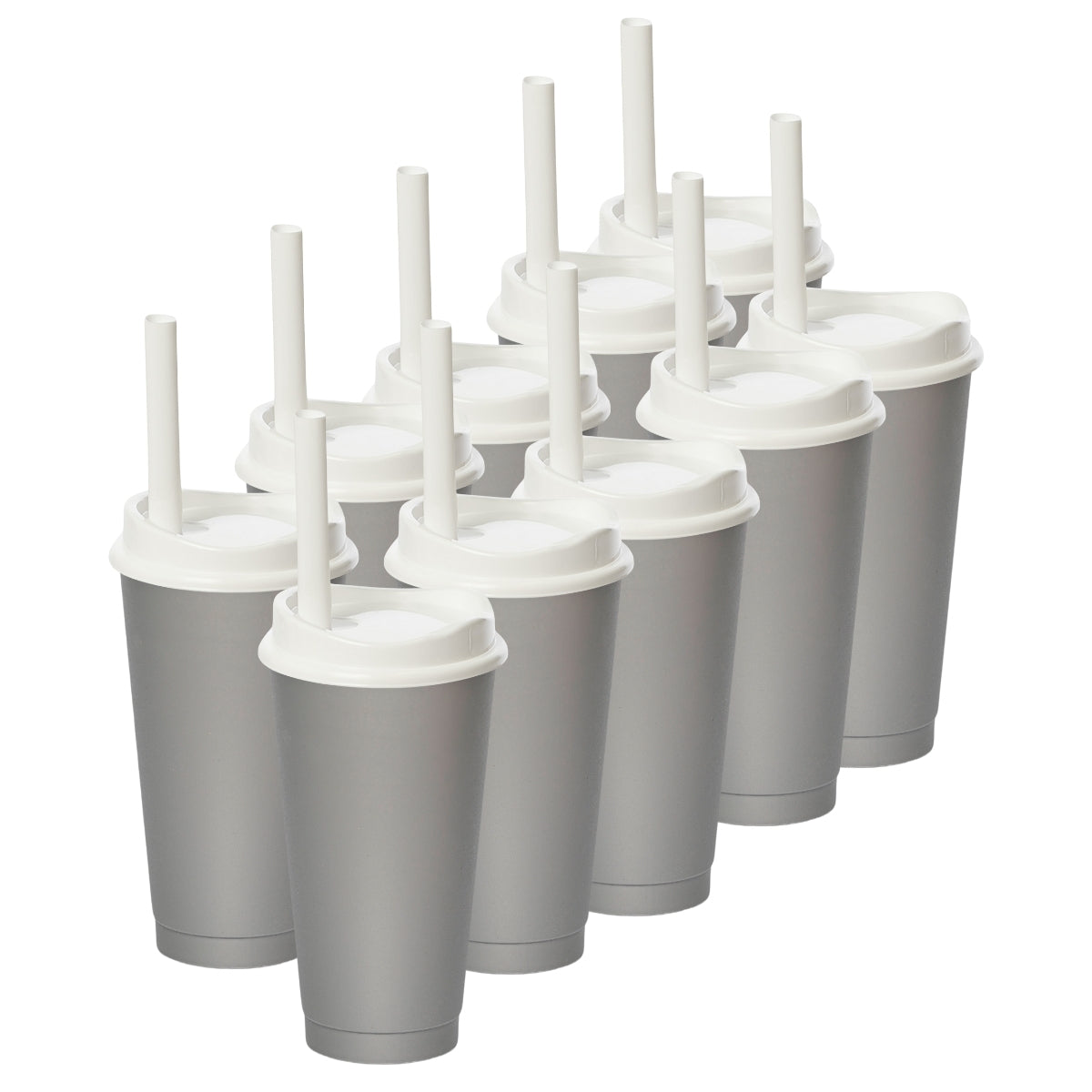 Kit de 10 Vasos MOON 24 OZ tapa y popote ancho