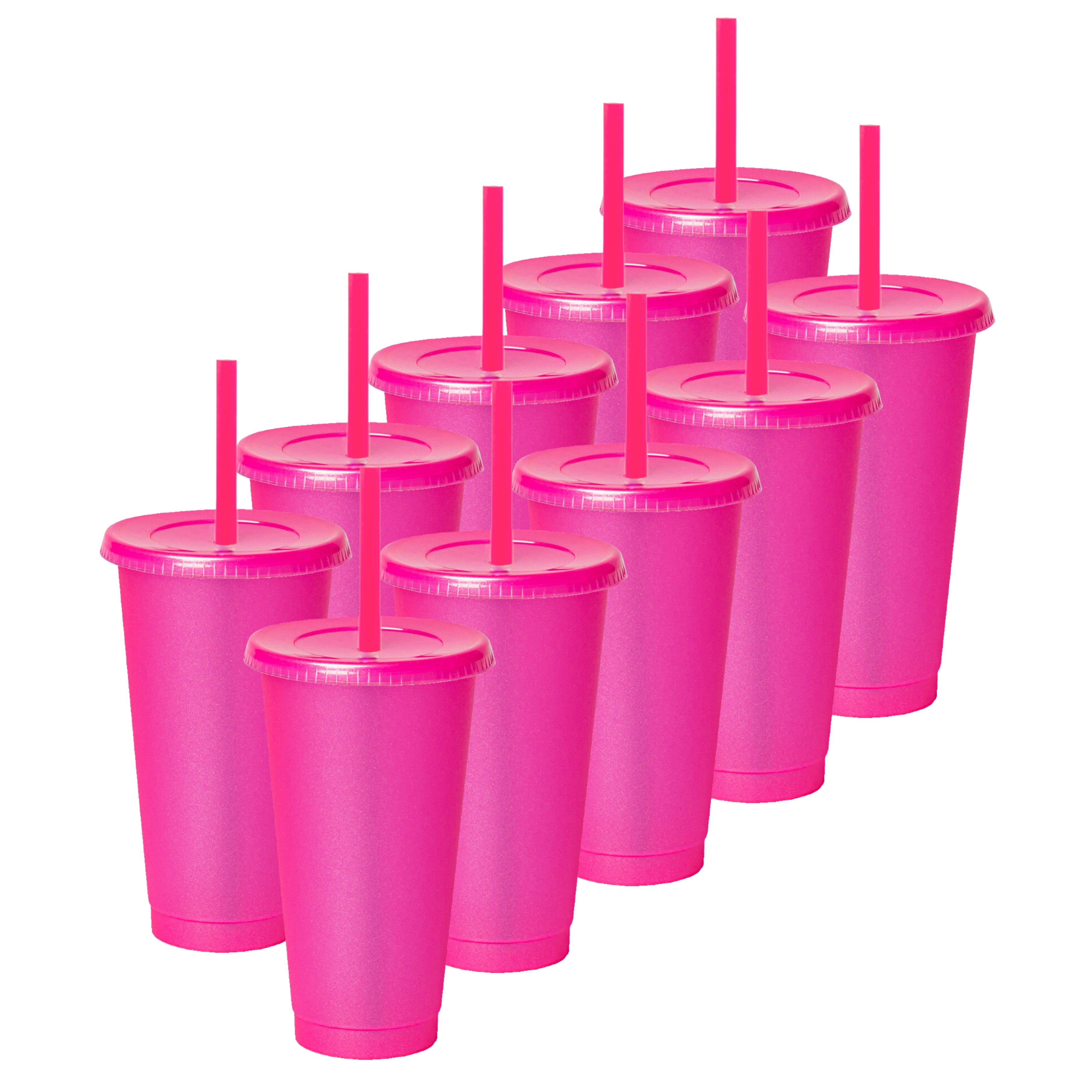 Kit de 10 Vasos SUN 24 OZ tapa plana y popote