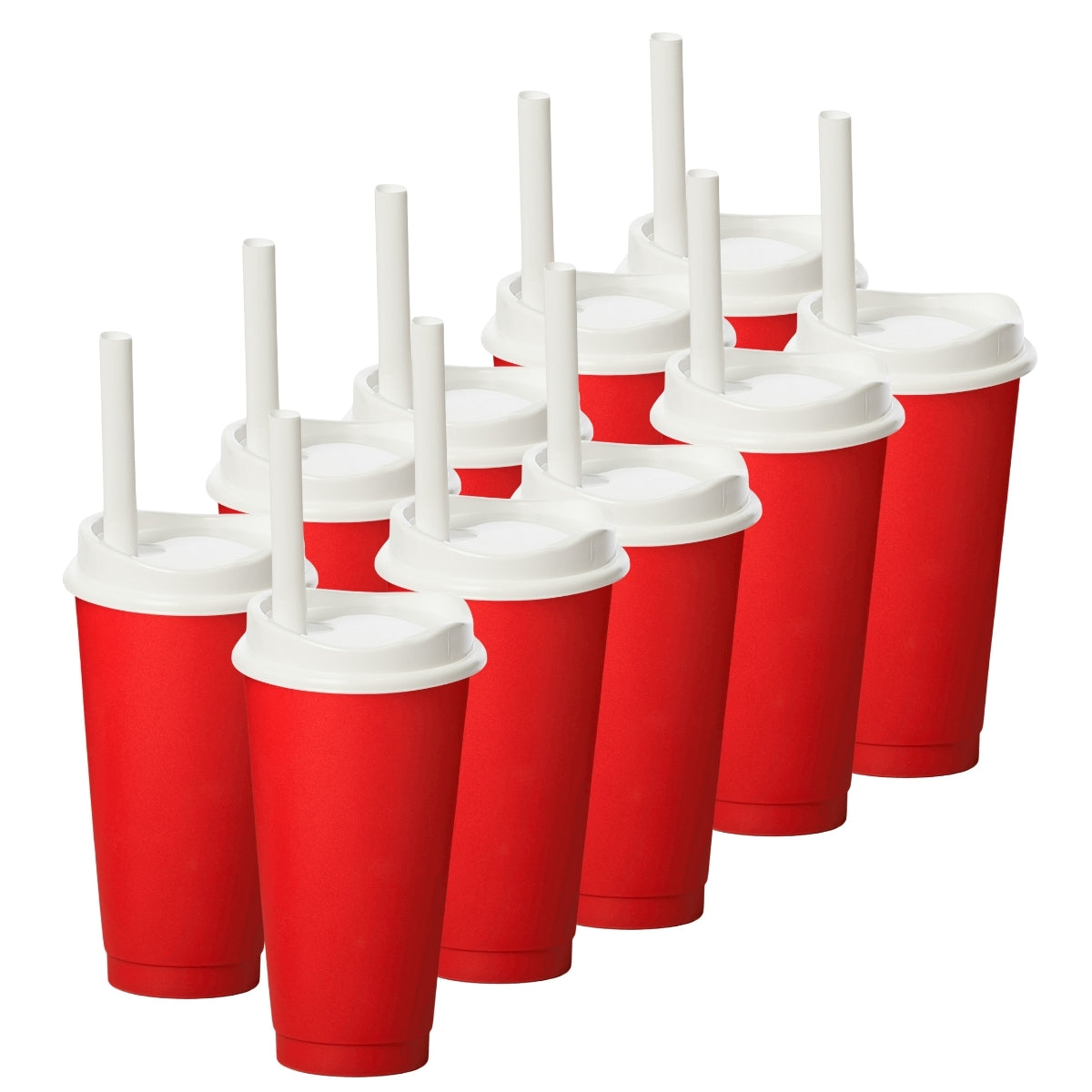 Kit de 10 Vasos MOON 24 OZ tapa y popote ancho