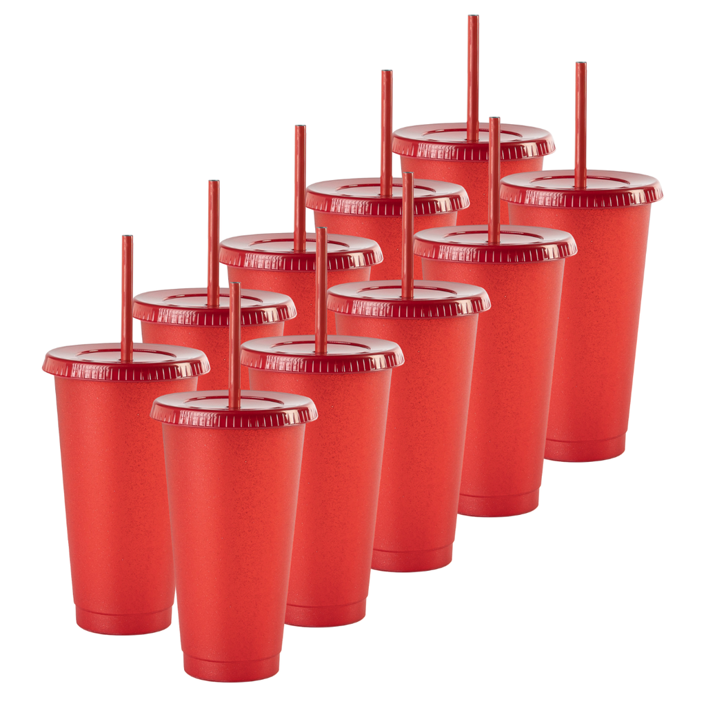 ¡Compra Rápida!  Kit de 10 Vasos SUN 24 OZ Microglitter Navideños
