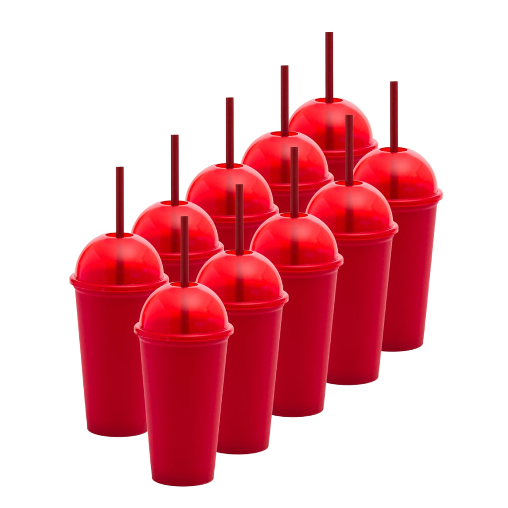 Kit de 10 Vasos SATURN 16 OZ tapa domo y popote