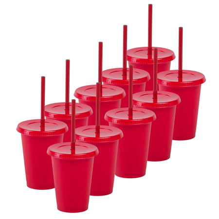 Kit de 10 Vasos SUN SLIM 12 OZ tapa plana y popote