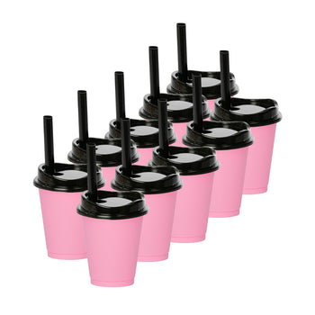 Kit de 10 Vasos MOON 16 OZ tapa y popote ancho