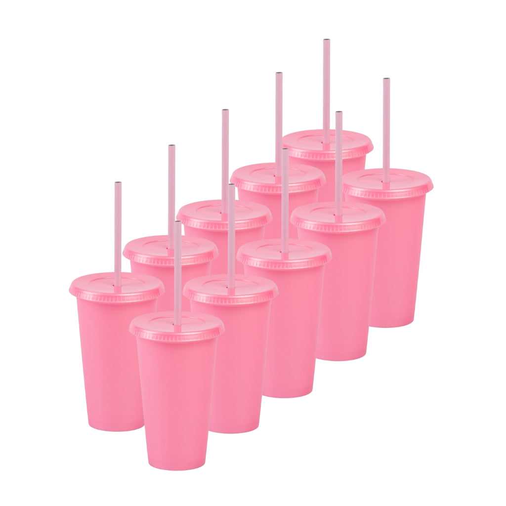 Kit de 10 Vasos SUN SLIM 16 OZ tapa plana y popote
