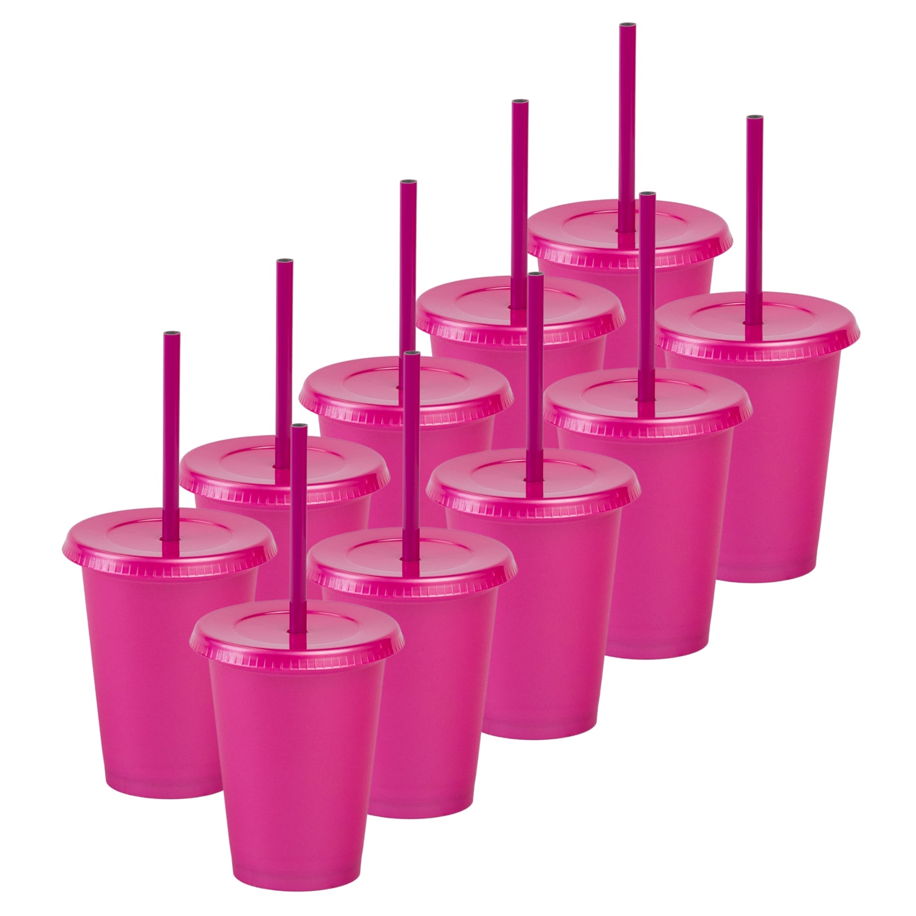 Kit de 10 Vasos SUN SLIM 12 OZ tapa plana y popote