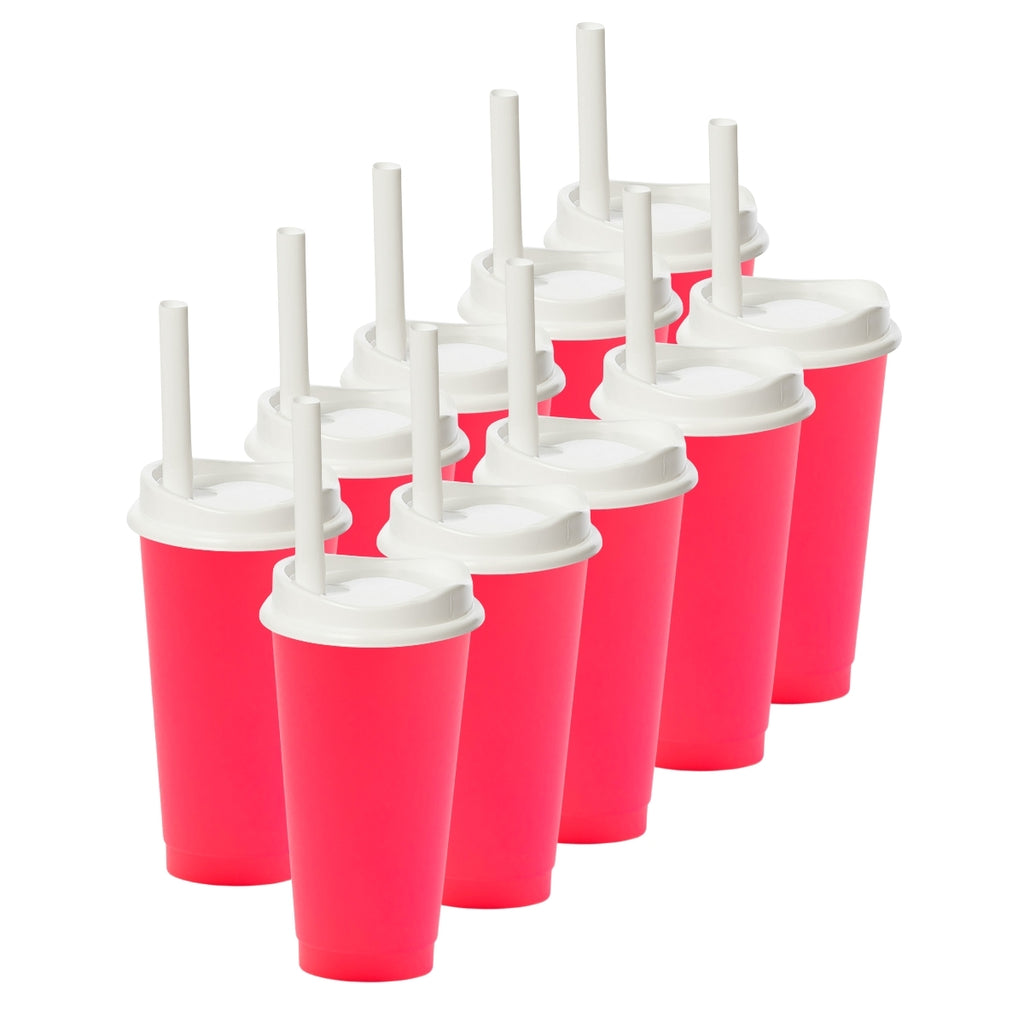 Kit de 10 Vasos MOON 24 OZ tapa y popote ancho